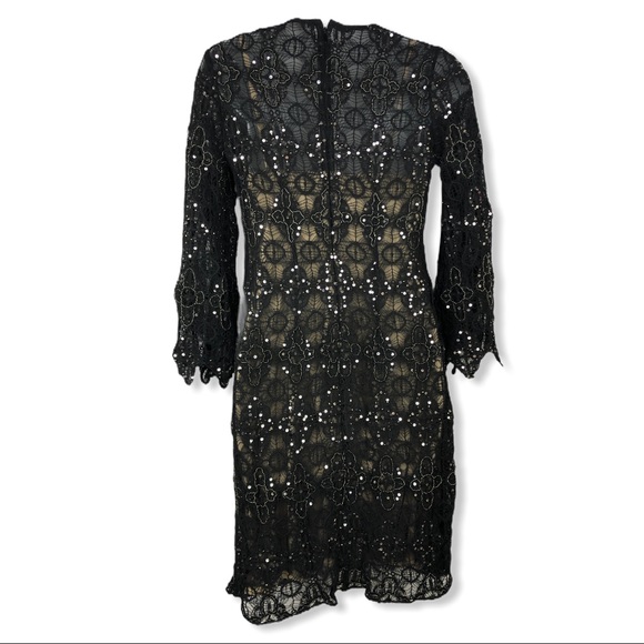 New Aidan Mattox Black 3/4 Sleeve Cocktail Dress 4 - Picture 3 of 15